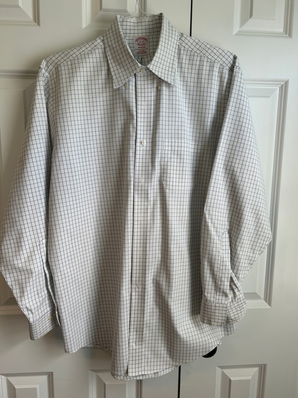 Brooks Brothers White Shirt with Black Grid Check
